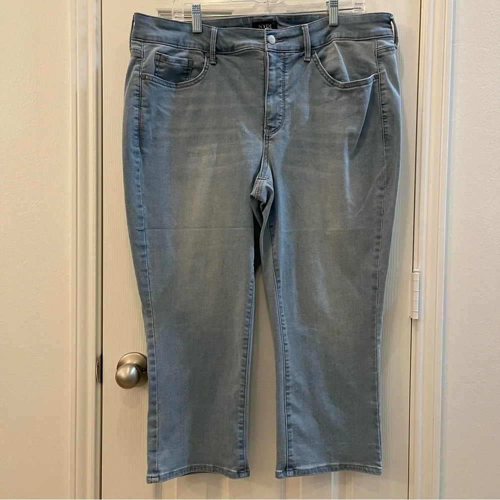NYDJ Womens Jeans 18W Petite Marilyn‎ Straight Light Wash Stretch Plus LiftTuck